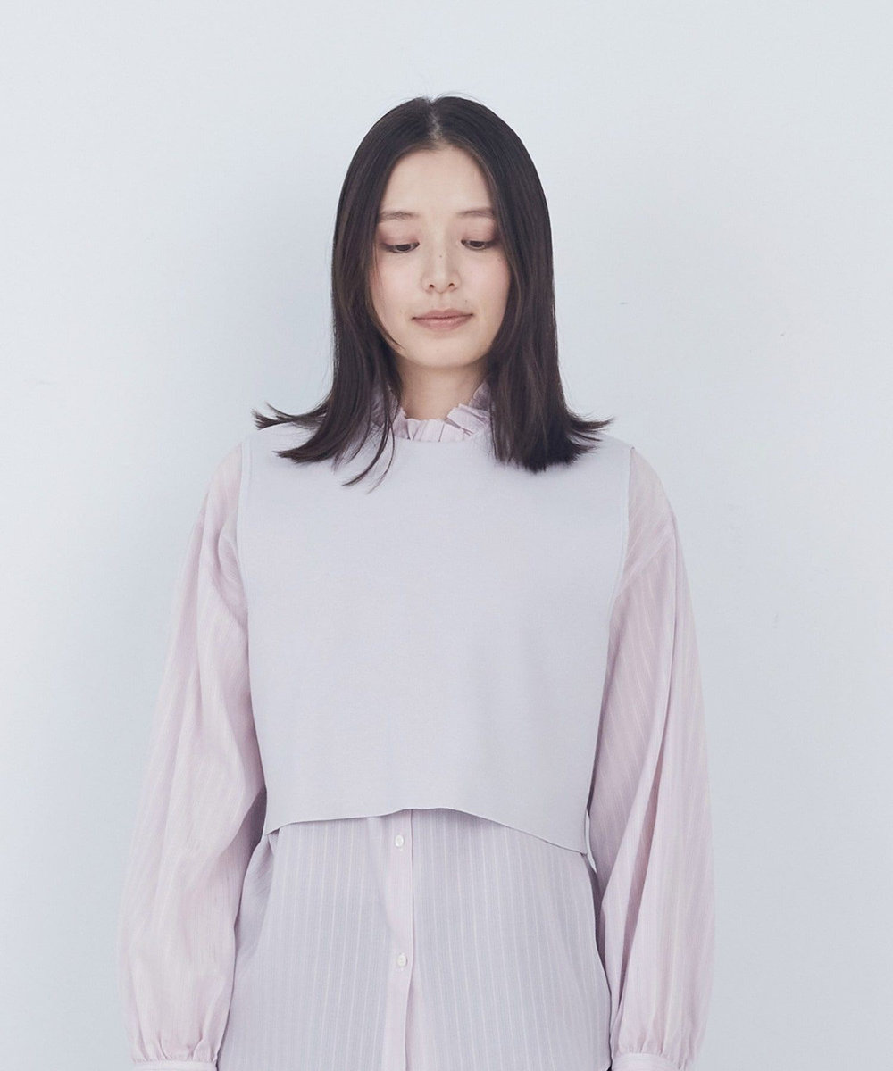 ADIEU TRISTESSE 【2way】COTTON SURFミラノリブビスチェ風ベスト グレイッシュベージュ