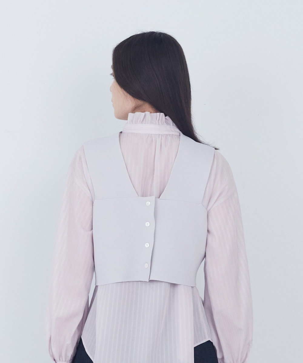 ADIEU TRISTESSE 【2way】COTTON SURFミラノリブビスチェ風ベスト グレイッシュベージュ
