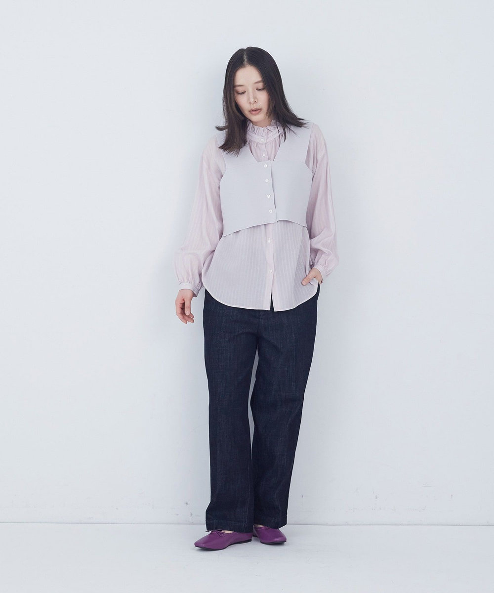 ADIEU TRISTESSE 【2way】COTTON SURFミラノリブビスチェ風ベスト グレイッシュベージュ