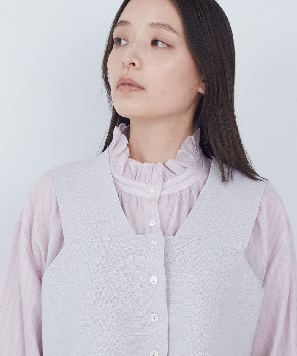 ADIEU TRISTESSE 【2way】COTTON SURFミラノリブビスチェ風ベスト グレイッシュベージュ