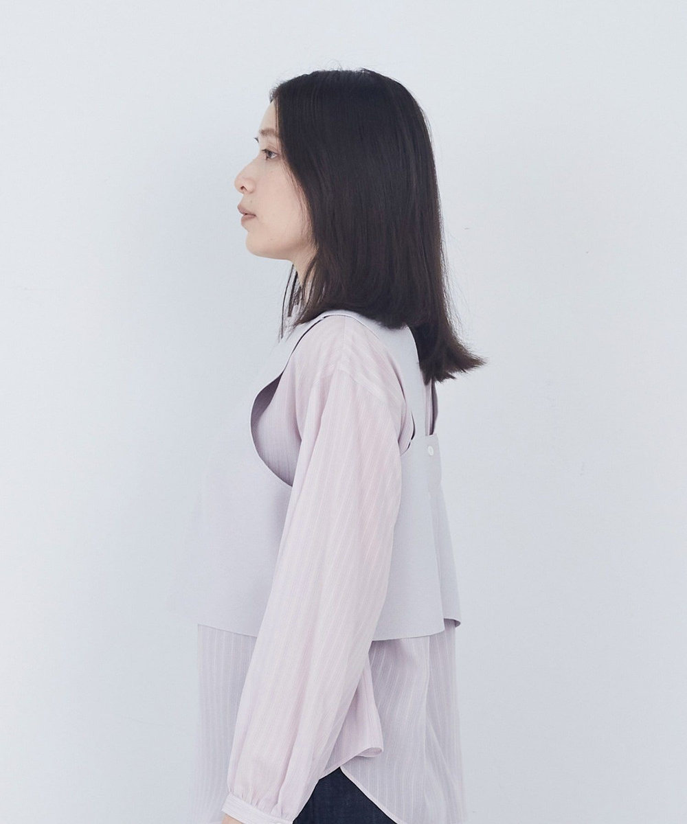 ADIEU TRISTESSE 【2way】COTTON SURFミラノリブビスチェ風ベスト グレイッシュベージュ