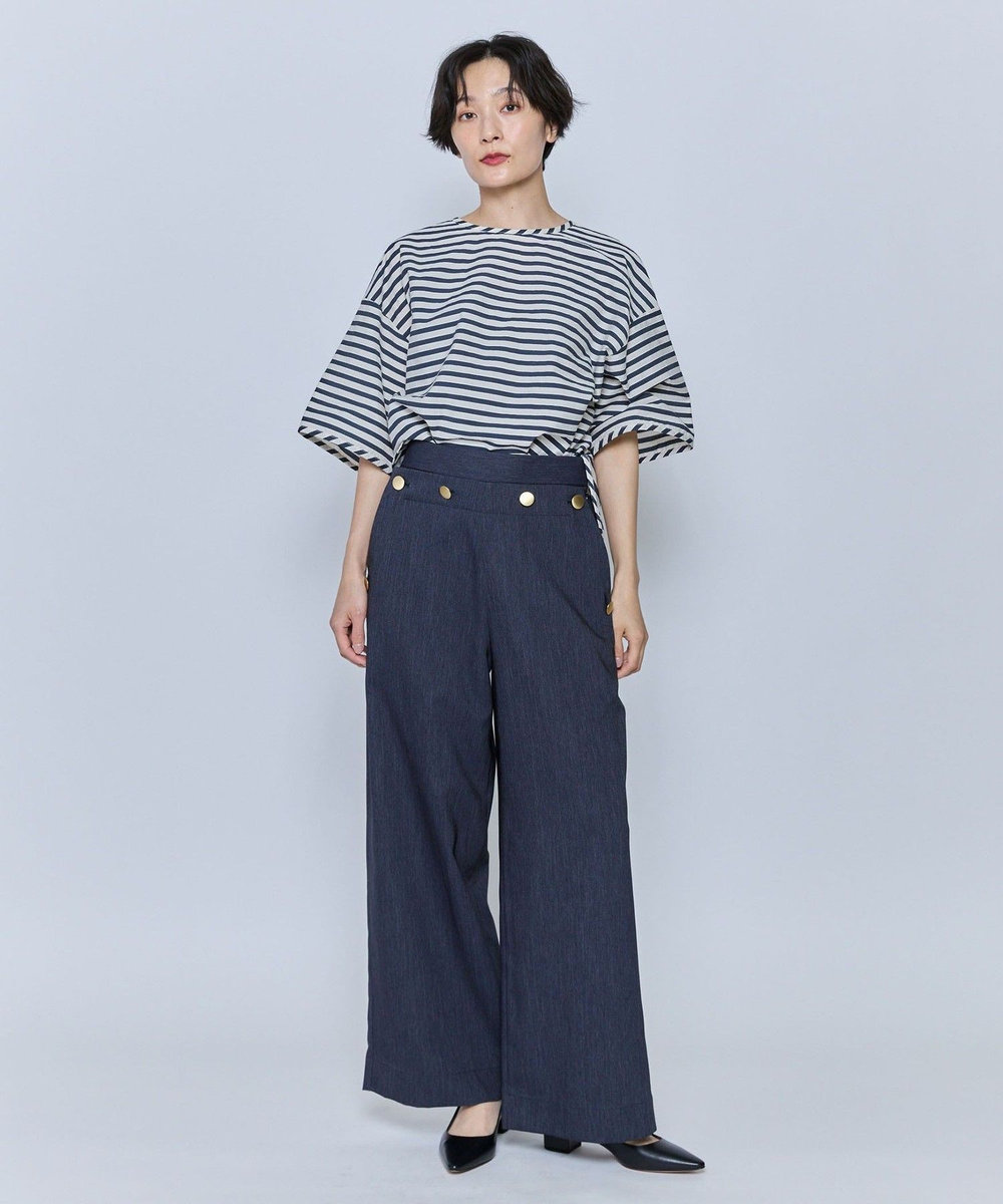 feerique feerique ドビーボーダーブラウス ネイビー