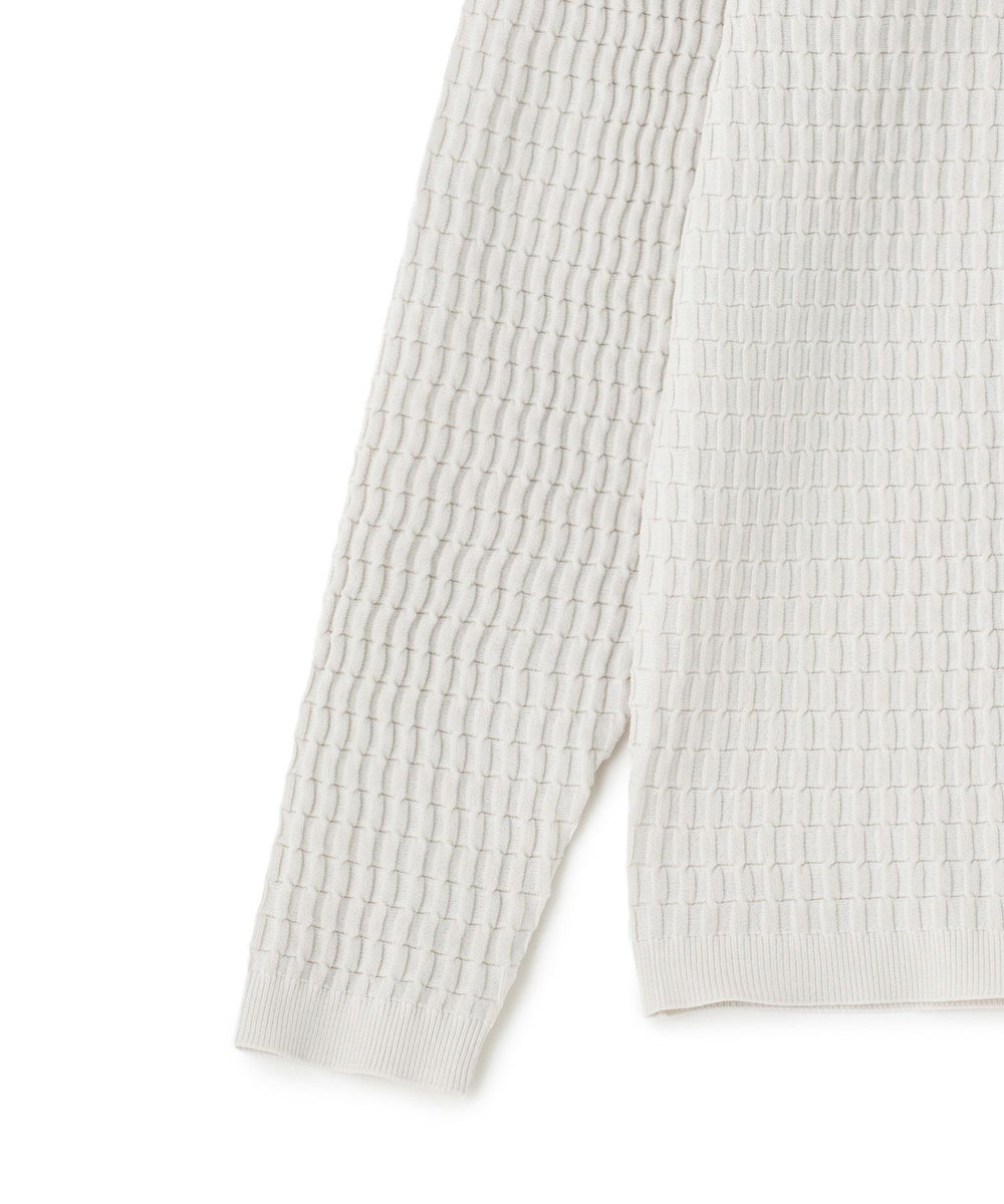 MEN'S BIGI ブリスタージャカード 変形ケーブルモックネックロングTEE オフホワイト