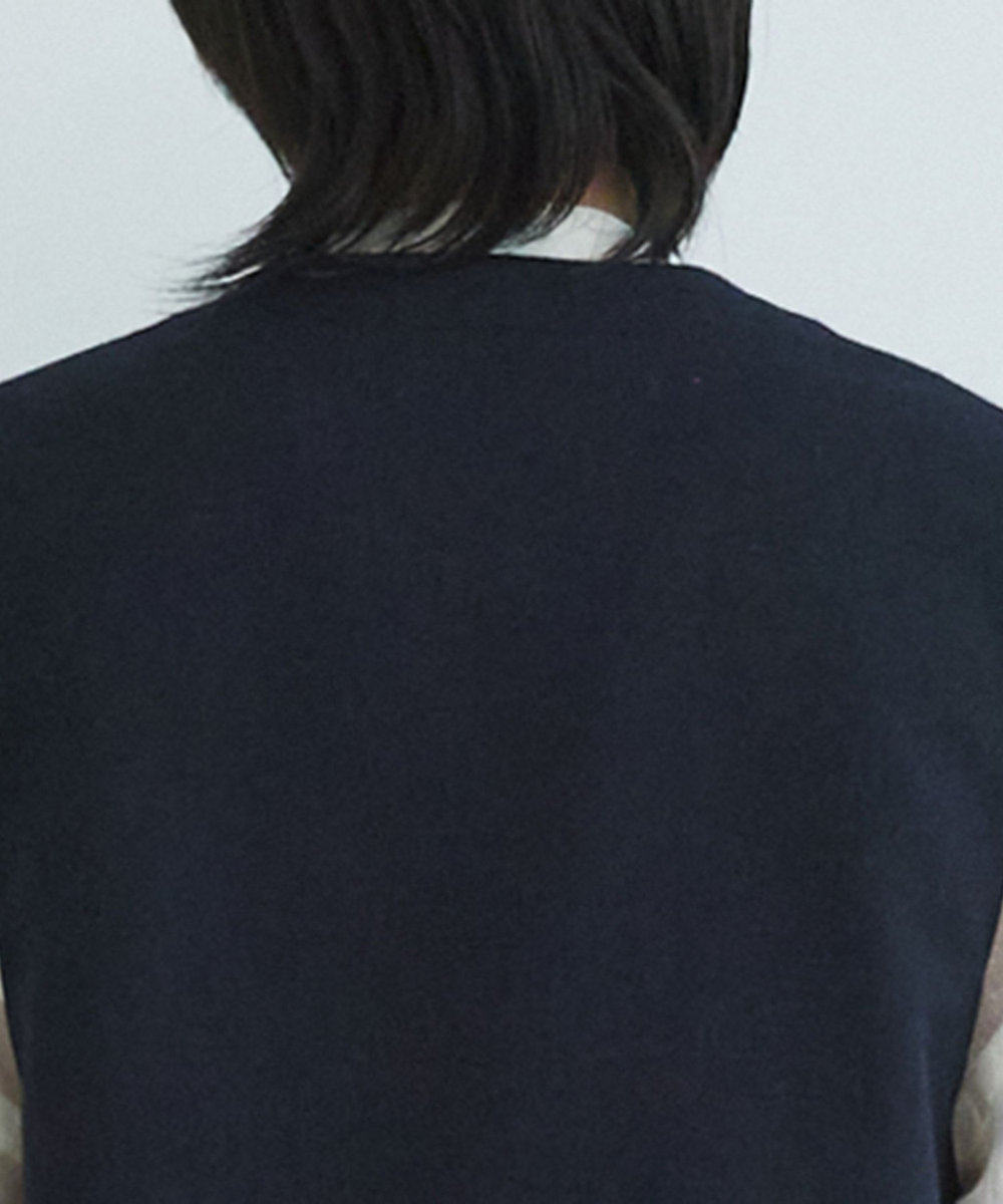 LOISIR ウール混ツイードベスト ネイビー