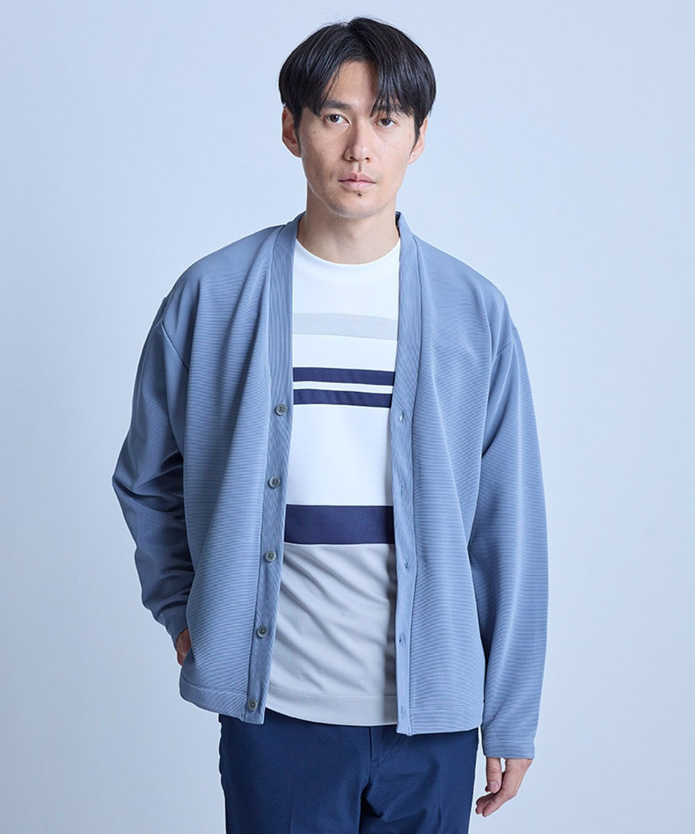 UNION STATION 【WEB限定】ストレッチリップルカーディガン＜ストレッチ・マシンウォッシャブル＞ ライトブルー