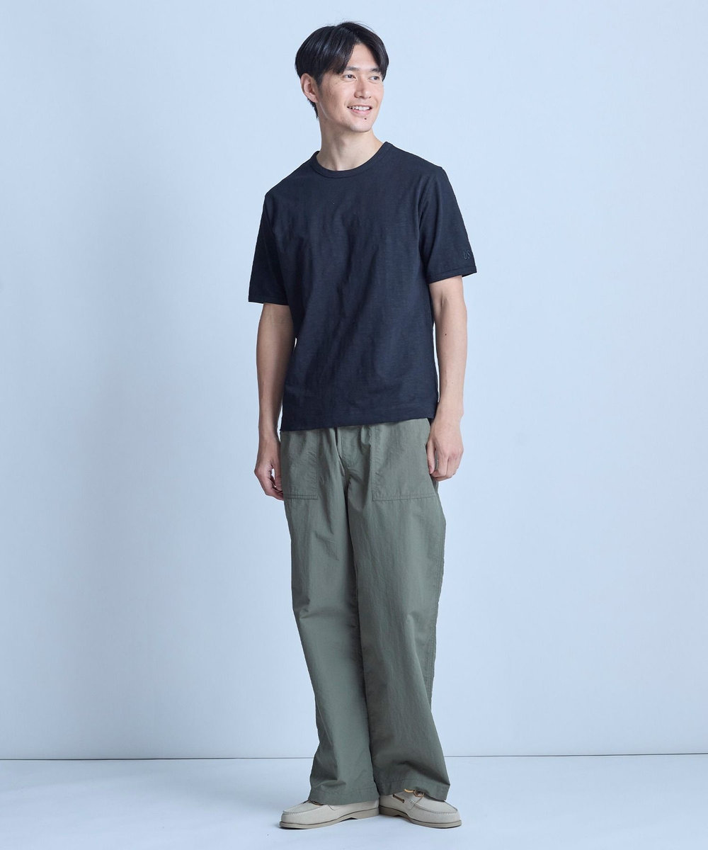 UNION STATION スラブ天竺袖刺繍Tシャツ ブラック