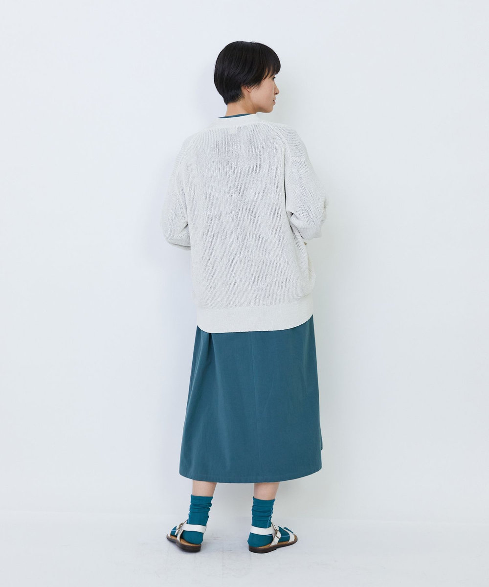 LOISIR エステル和紙片畦編みカーディガン オフホワイト