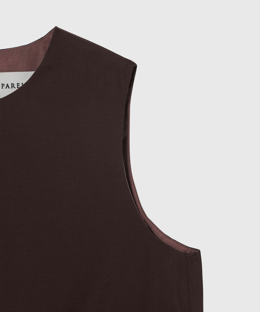 DÉPAREILLÉ RAYON LINEN SLEEVELESS DRESS / レーヨンリネンスリーブレスドレス ボルドー