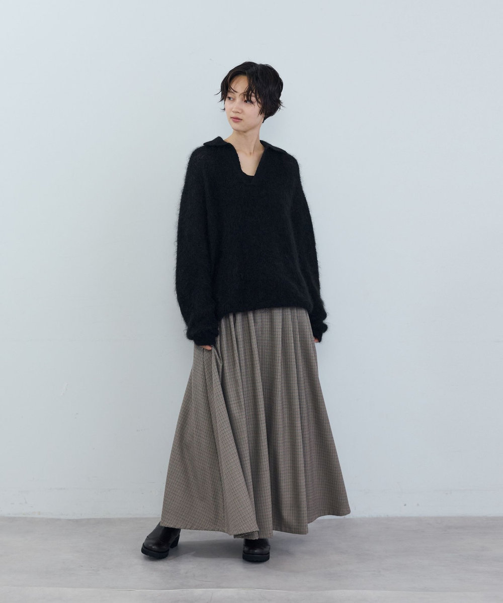 ADIEU TRISTESSE ポリエステルウールタックスカート ブラック系その他