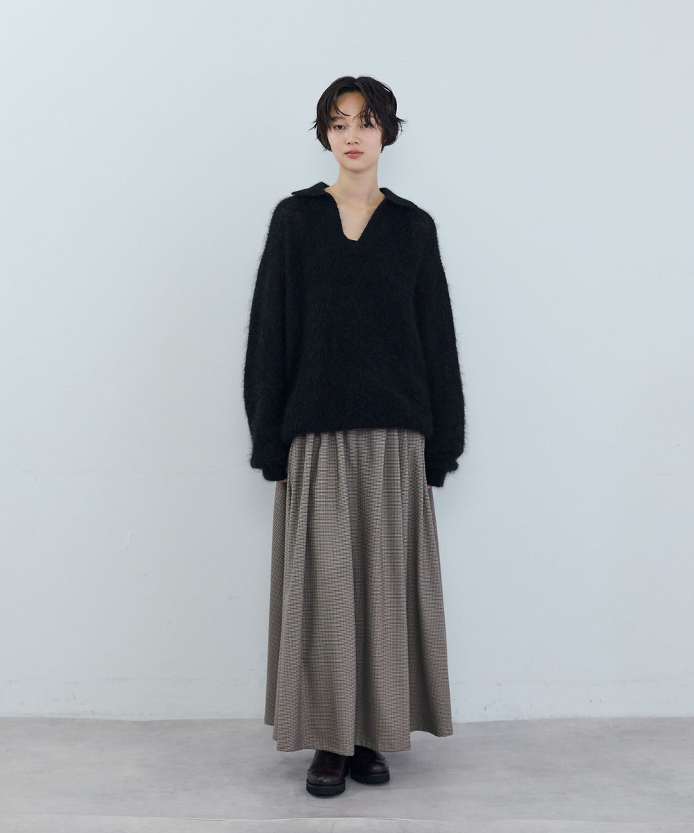 ADIEU TRISTESSE ポリエステルウールタックスカート ブラック系その他