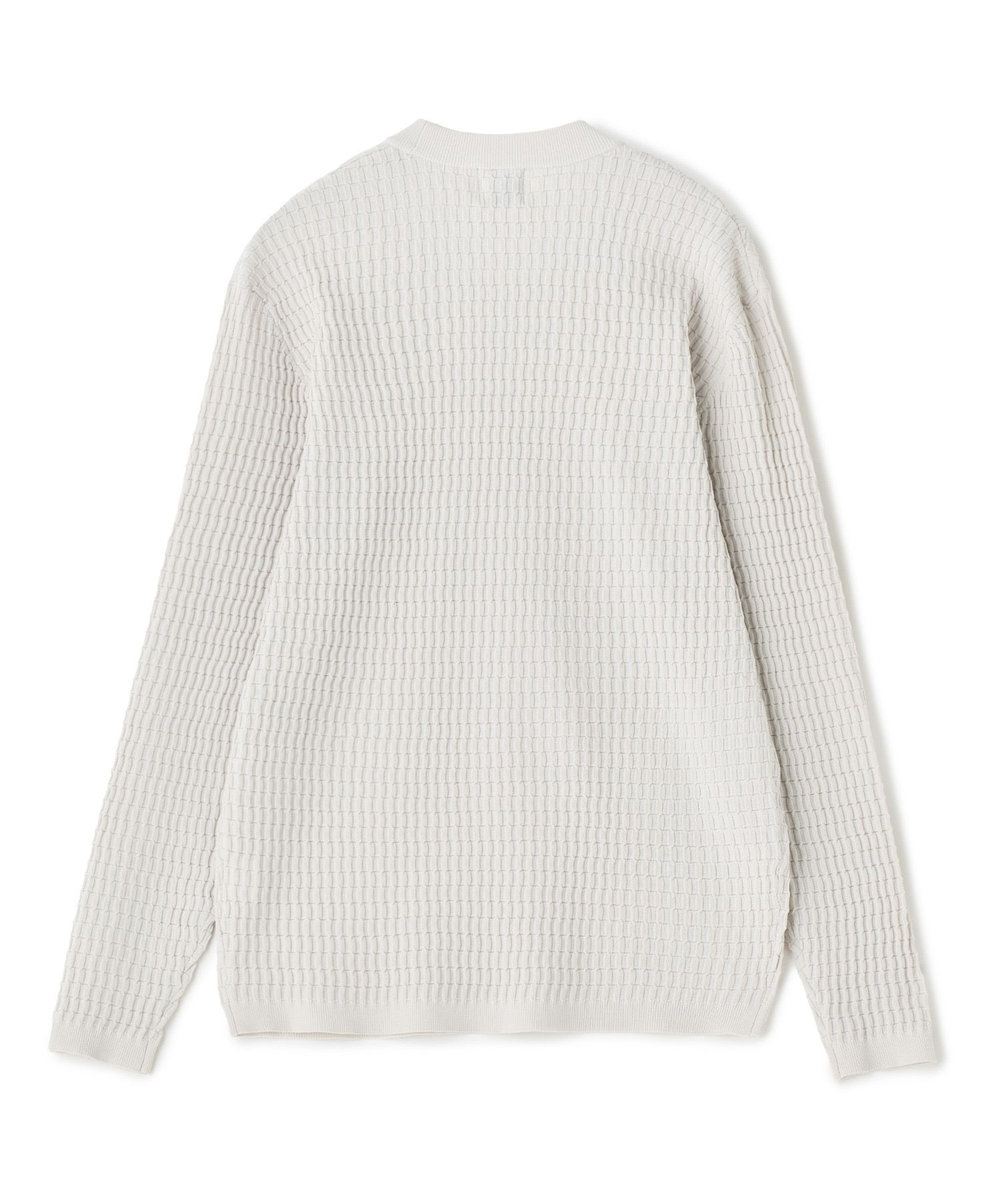 MEN'S BIGI ブリスタージャカード 変形ケーブルモックネックロングTEE オフホワイト