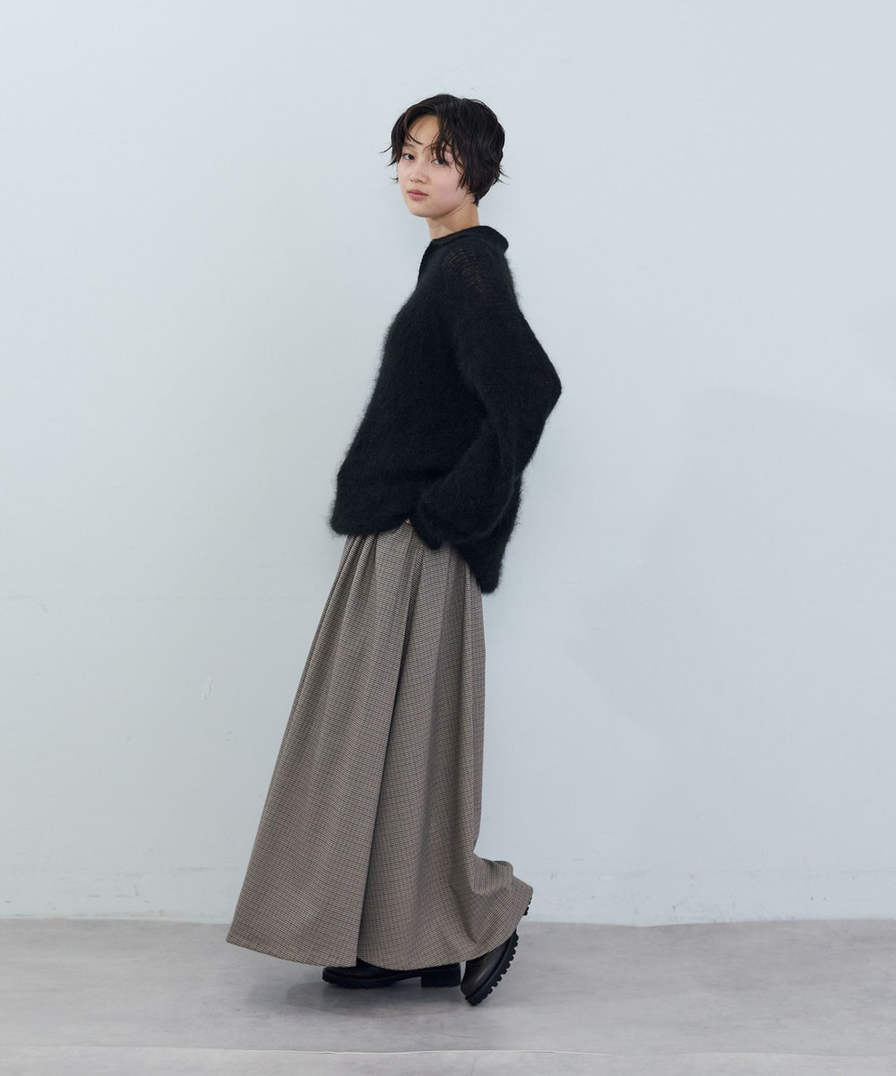 ADIEU TRISTESSE ポリエステルウールタックスカート ブラック系その他