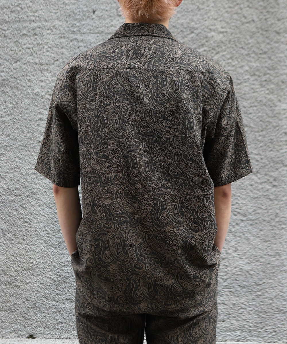 MEN'S BIGI ジャガードオープンカラーシャツ カーキ