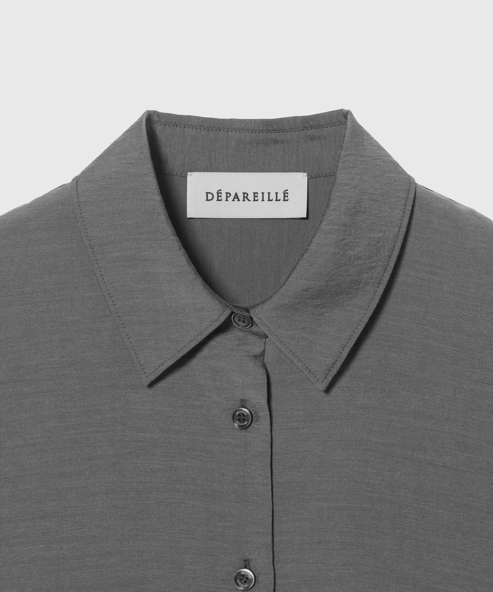 DÉPAREILLÉ SHEER SILK REGULAR COLLAR SHIRT / シアーシルクレギュラーカラーシャツ グレー