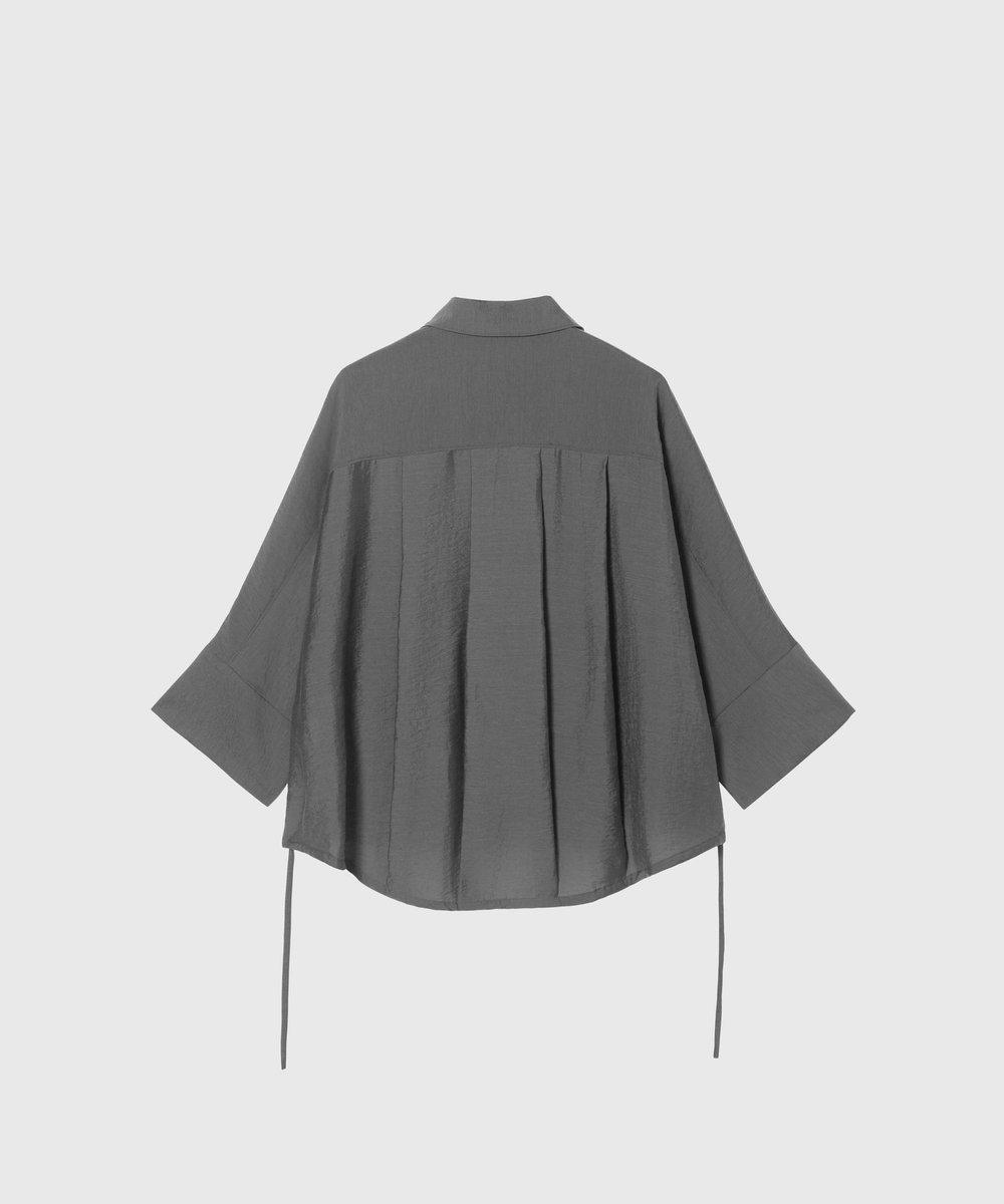 DÉPAREILLÉ SHEER SILK REGULAR COLLAR SHIRT / シアーシルクレギュラーカラーシャツ グレー