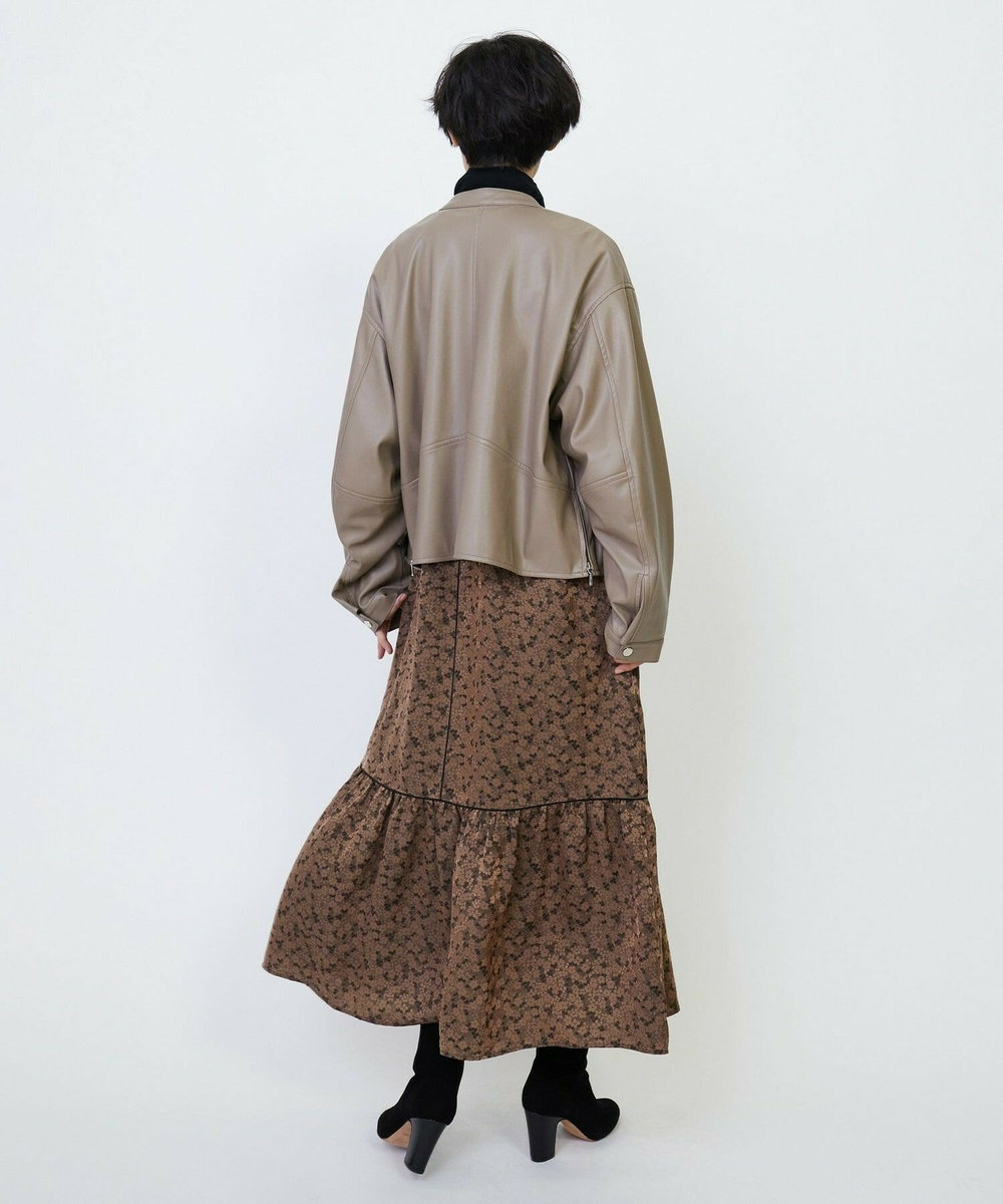 feerique feerique フラワージャガードVネックワンピース ベージュ