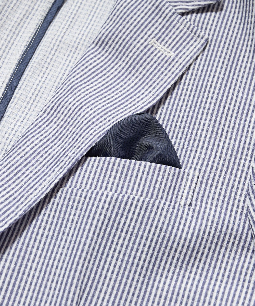MEN'S BIGI 【ACTIVE TAILOR】3Dサッカープリントテーラードジャケット<セットアップ対応> ブルー系その他