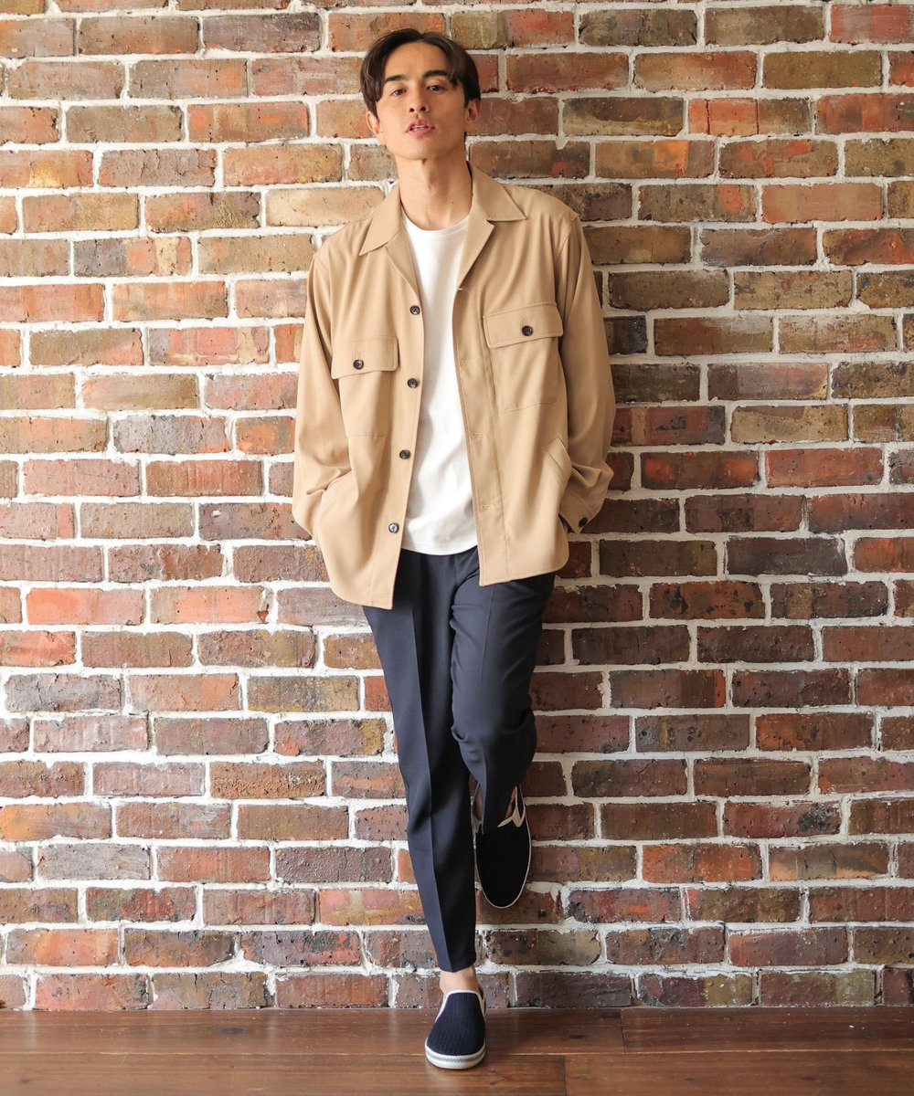 UNION STATION 【リンクルフリー】CPOシャツジャケット「セットアップ可能」形態安定/ウォッシャブル ベージュ