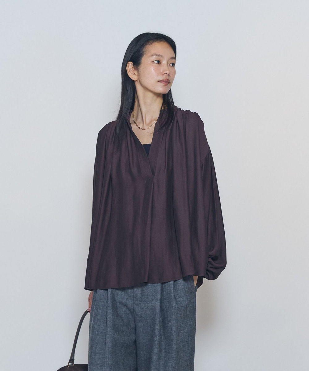 1er Arrondissement ギャザースキッパーブラウス ブラウン
