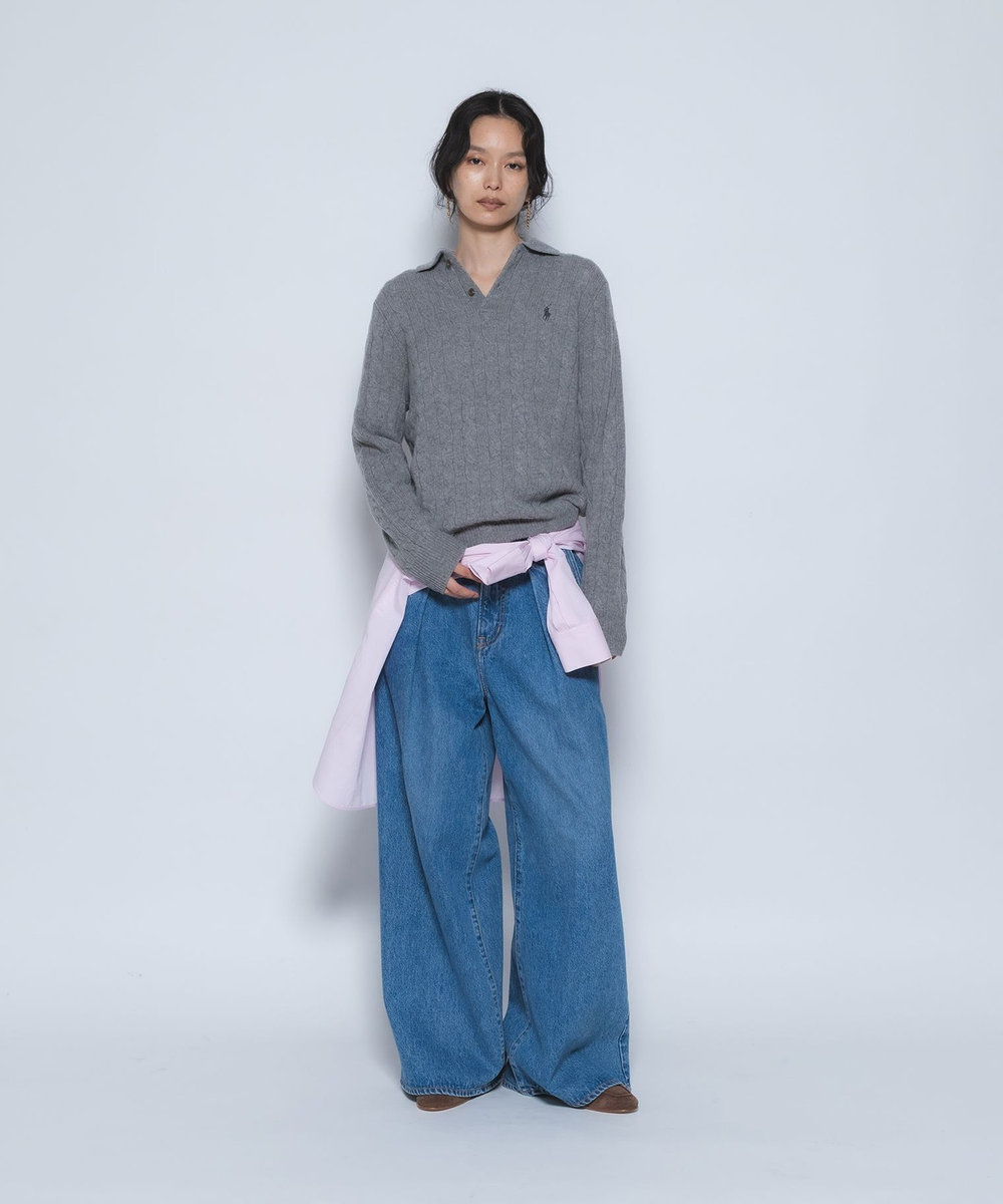 1er Arrondissement ＜POLO RALPH LAUREN/ポロ ラルフ ローレン＞ウールカシミアケーブルニット グレー