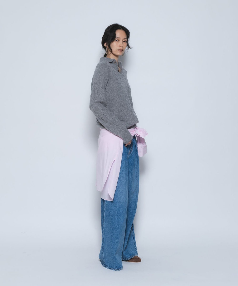 1er Arrondissement ＜POLO RALPH LAUREN/ポロ ラルフ ローレン＞ウールカシミアケーブルニット グレー