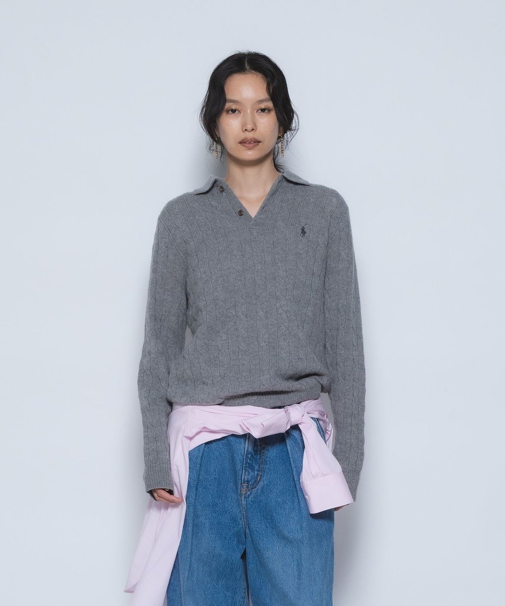 1er Arrondissement ＜POLO RALPH LAUREN/ポロ ラルフ ローレン＞ウールカシミアケーブルニット グレー