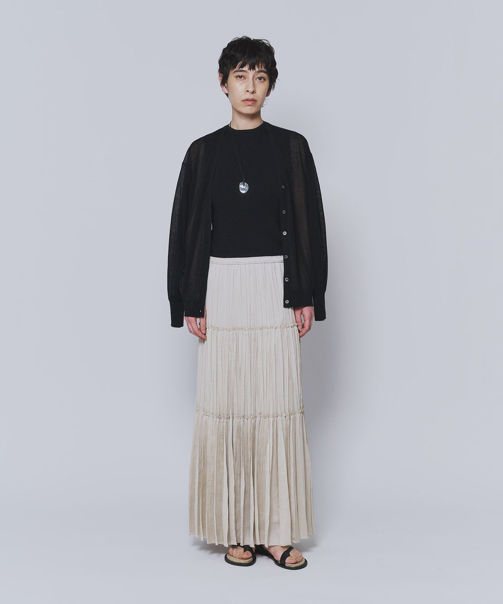 1er Arrondissement 楊柳サテンティアードプリーツスカート ベージュ