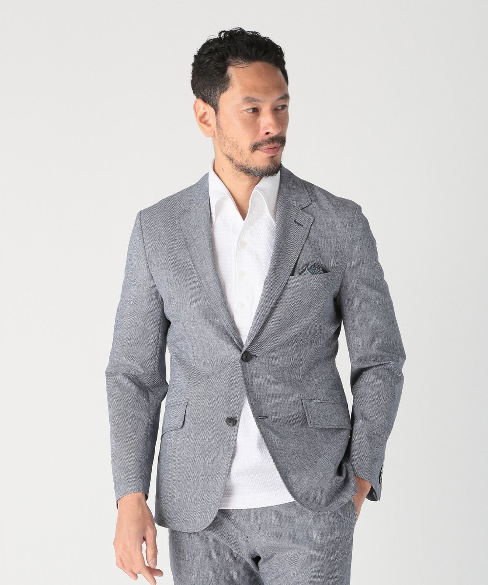 MEN'S BIGI COOL DOTS メランジプリントジャケット〈イージーケア/吸水速乾〉 ネイビー