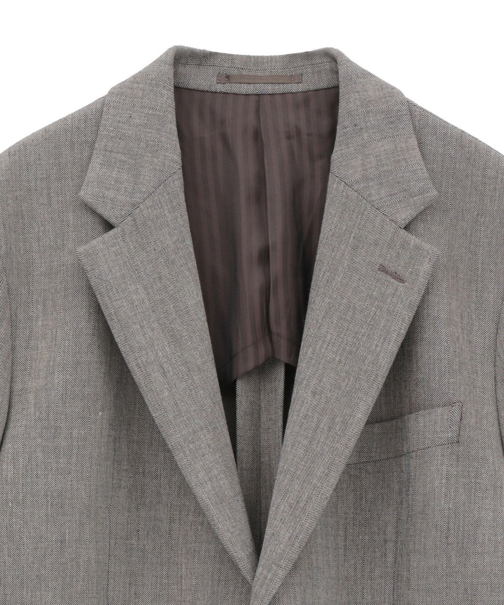 MEN'S BIGI 二重織ヘリンボーン　テーラードジャケット＜2WAYストレッチ＞ ベージュ