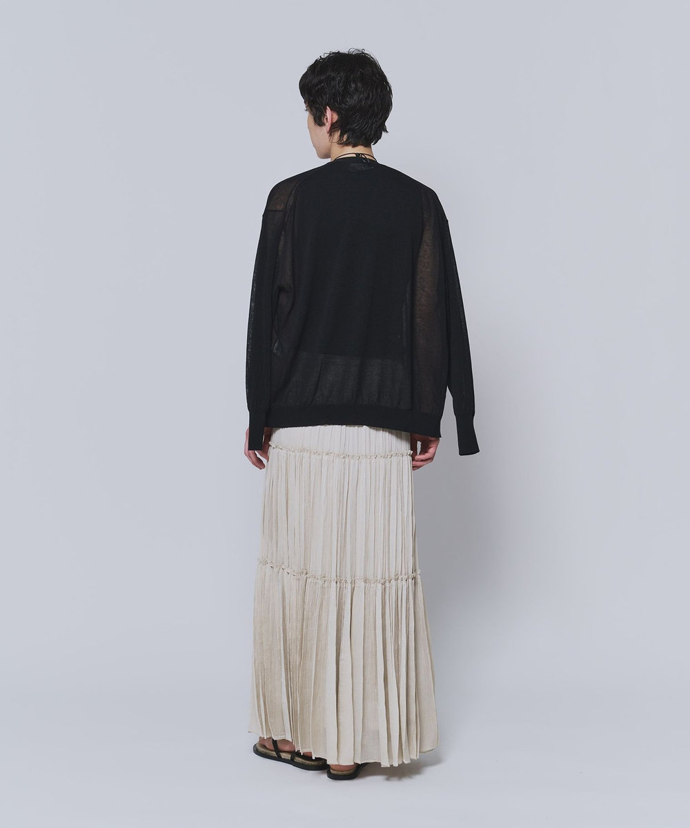 1er Arrondissement 楊柳サテンティアードプリーツスカート ベージュ