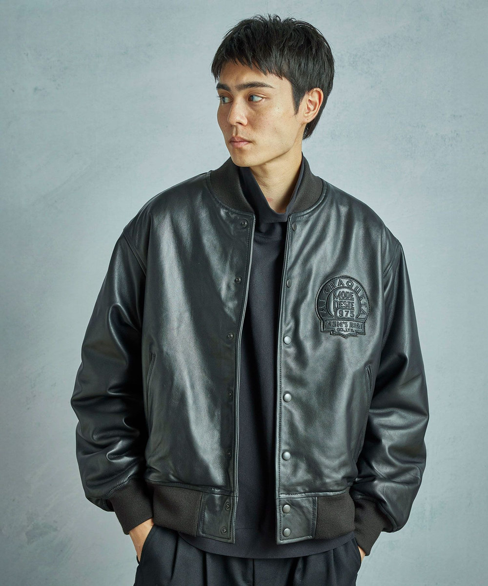 MEN'S BIGI 【50th Anniv . 中田 慎介】 SHEEP LEATHER STADIUM JAMPER ブラック