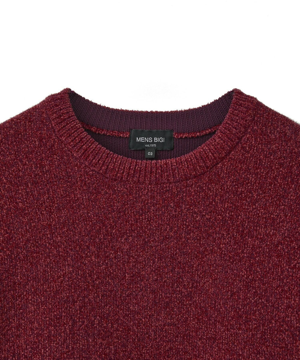 MEN'S BIGI メランジ調モールニット レッド
