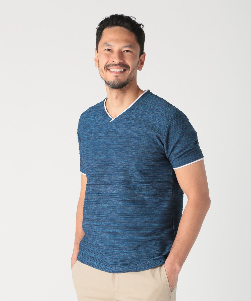 MEN'S BIGI スラブタック天竺素材Tシャツ＜吸水速乾＞ ブルー