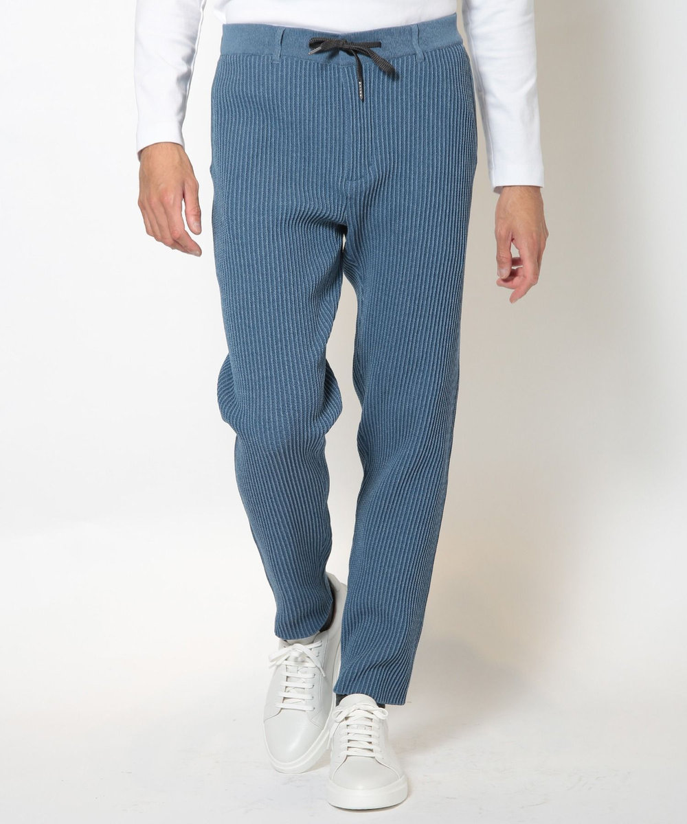 MEN'S BIGI たて畝ニットイージーパンツ ブルー