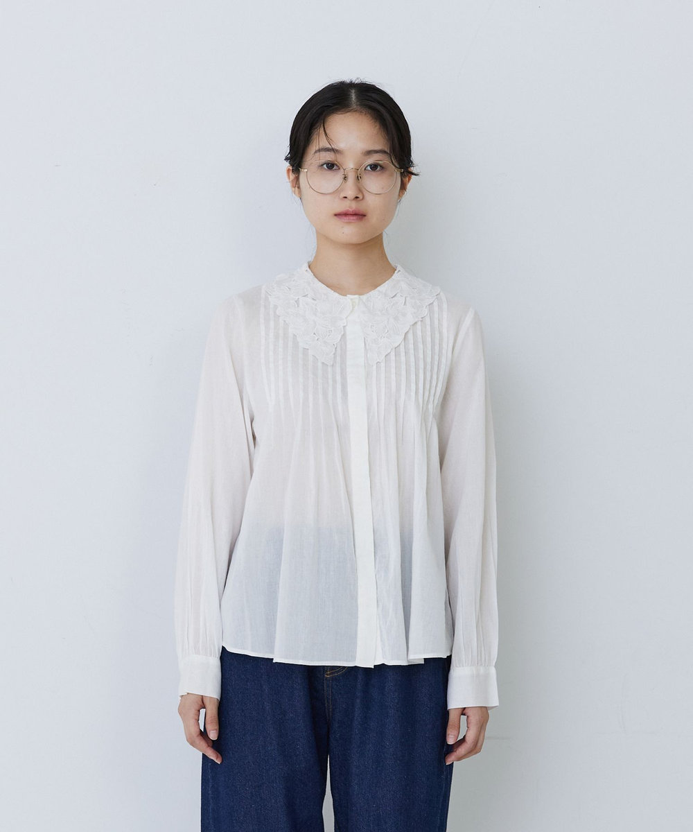 congés payés ADIEU TRISTESSE インドコットン刺繍襟ブラウス オフホワイト