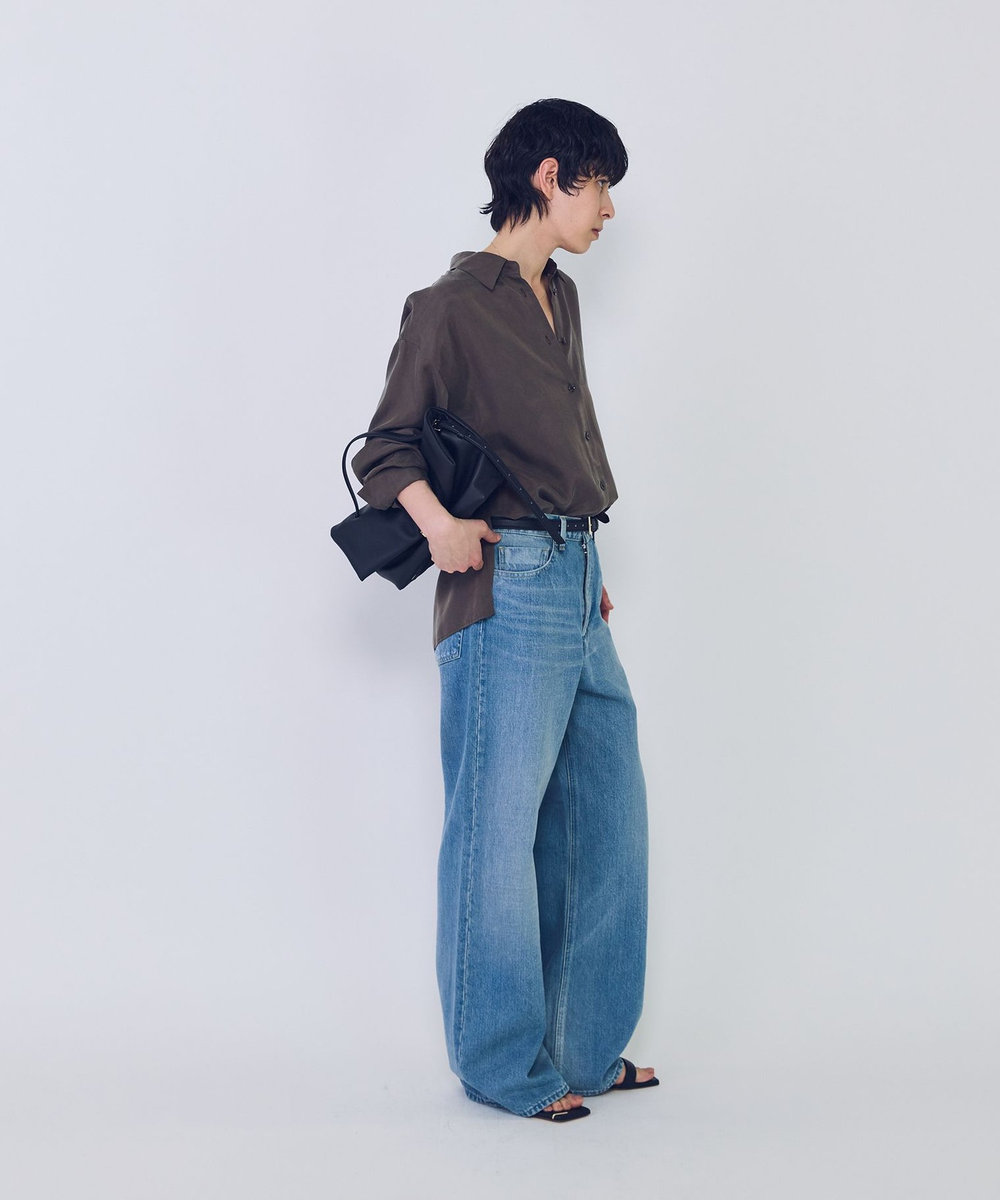 1er Arrondissement キュプラフィブリルレギュラーカラーシャツ ブラウン