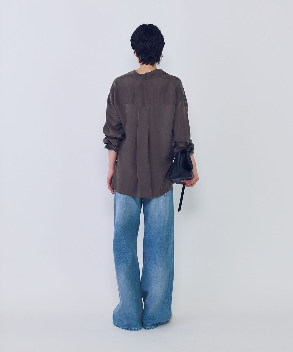 1er Arrondissement キュプラフィブリルレギュラーカラーシャツ ブラウン