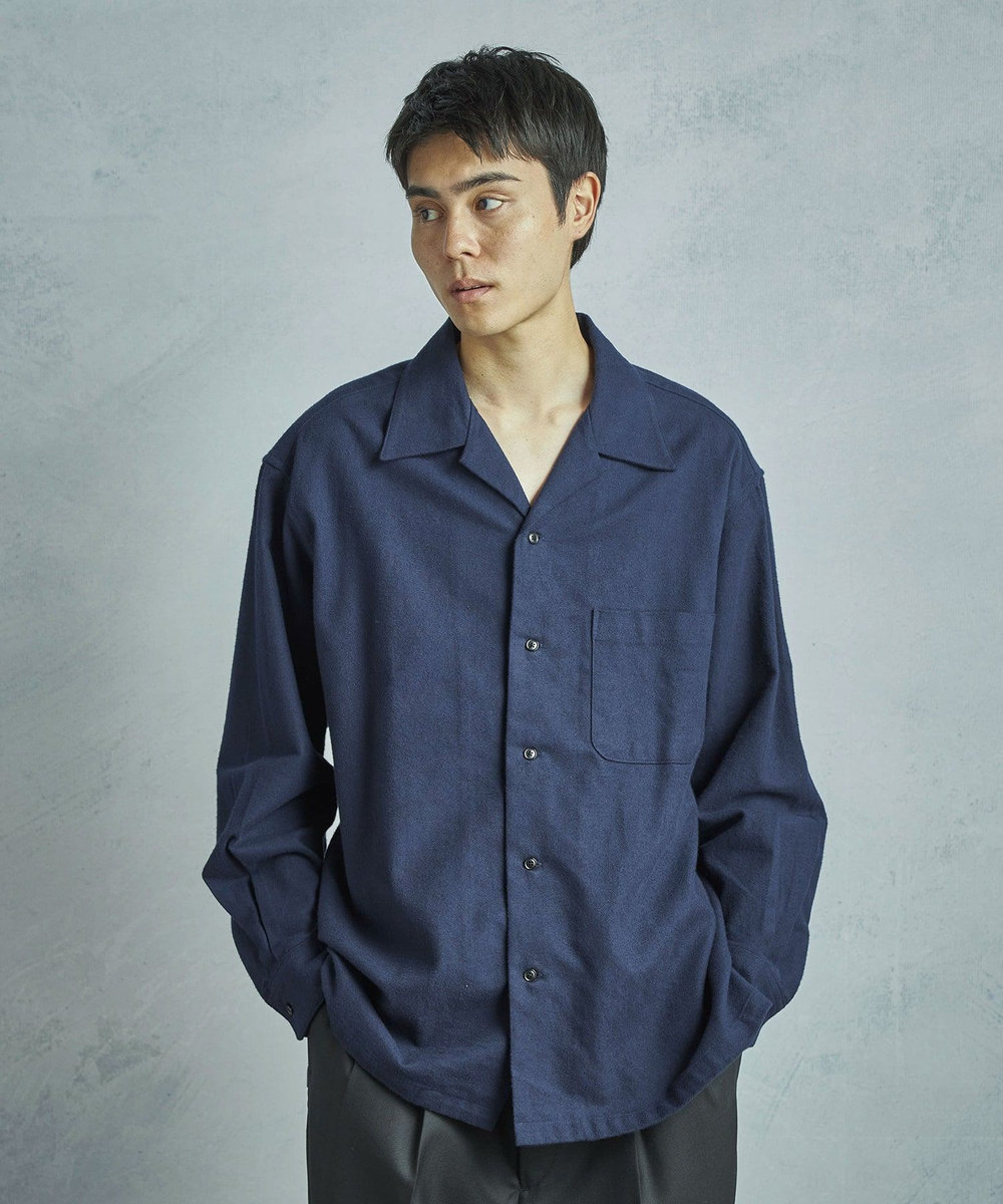 MEN'S BIGI 【50th Anniv . 菊池武夫】COTTON FLANNEL SHIRTS ネイビー