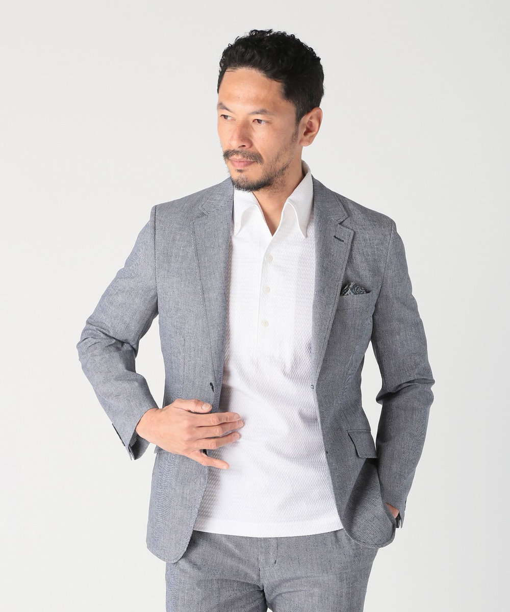 MEN'S BIGI COOL DOTS メランジプリントジャケット〈イージーケア/吸水速乾〉 ネイビー