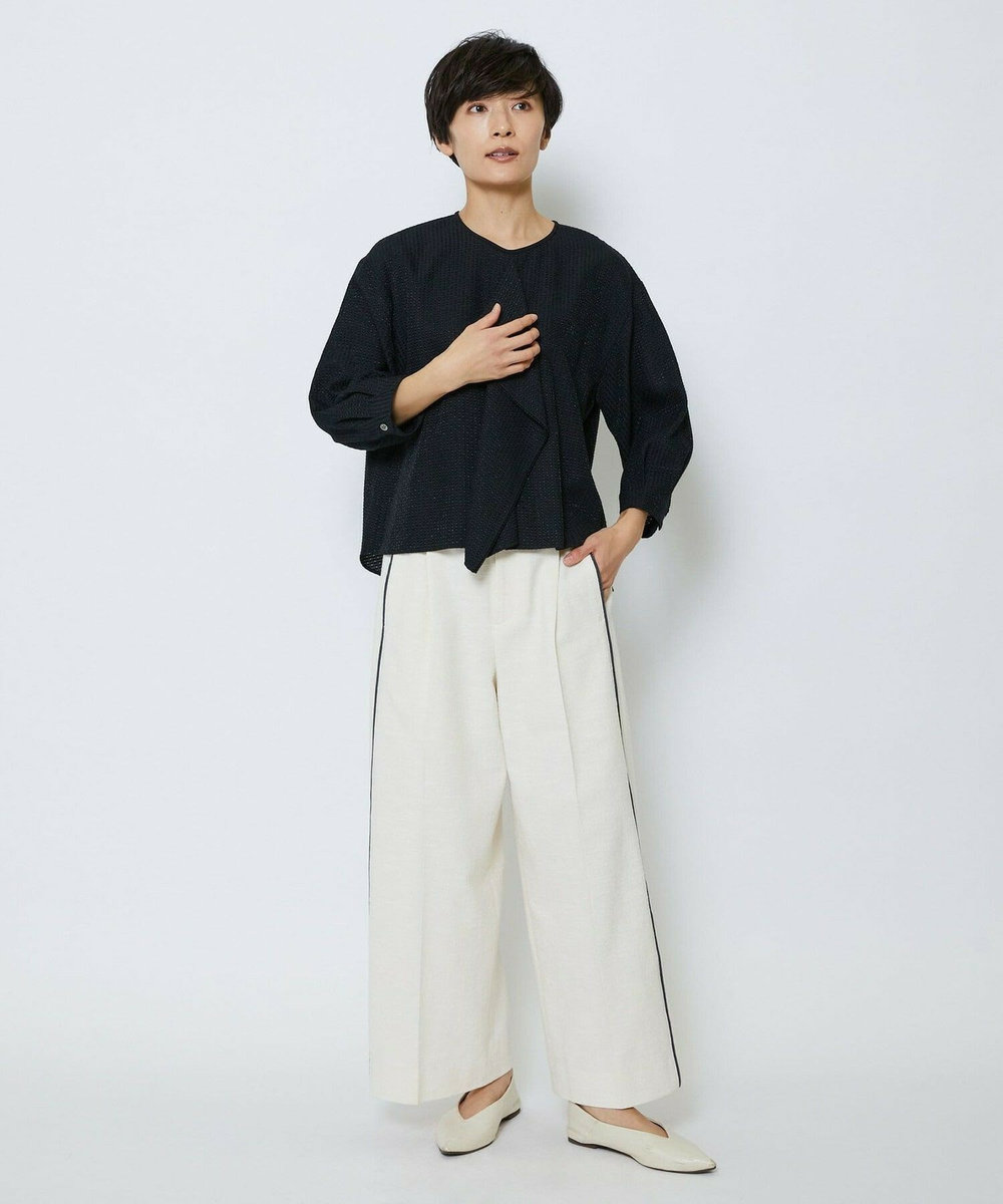 MOGA Collection MOGA Collection ミックスツイードタックワイドパンツ オフホワイト