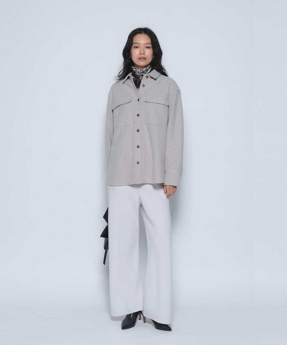 1er Arrondissement ダブルクロスバイヤスパンツ グレイッシュベージュ