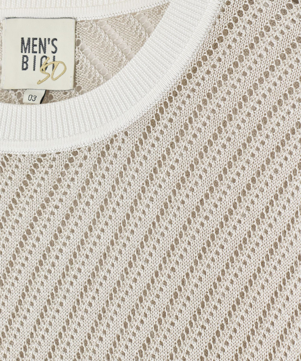 MEN'S BIGI 	クルーネックバイアスメッシュニット半袖Tシャツ ライトグレー