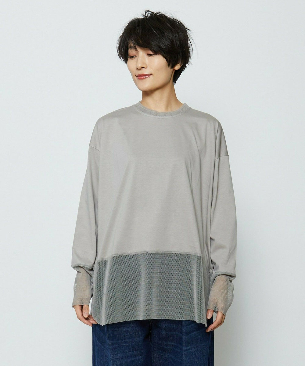 feerique feerique 　メッシュドッキングプルオーバー グレイッシュベージュ