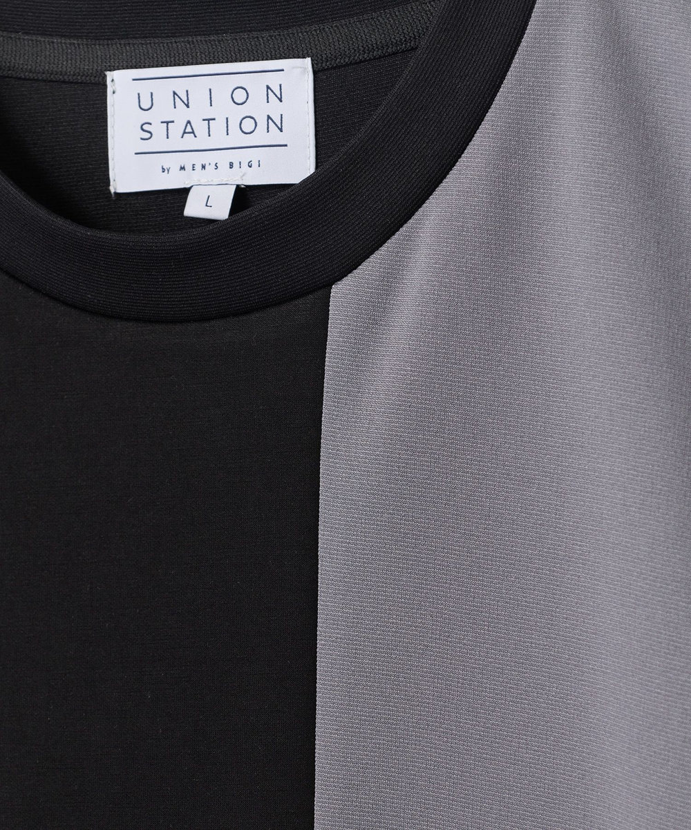 UNION STATION ポンチxダンボール素材 コンビデザインT〈ストレッチ・マシンウォッシャブル・接触冷感〉 ブラック