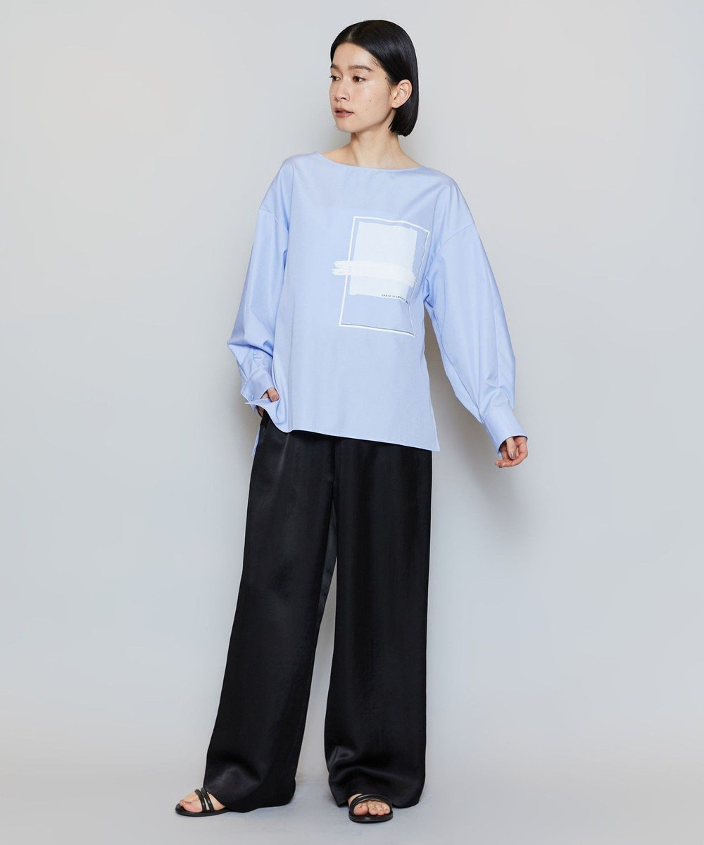 MOGA クレープサテンワイドパンツ ブラック