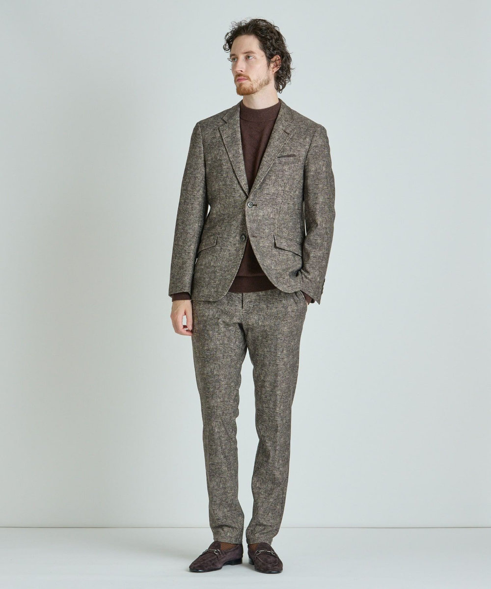 MEN'S BIGI 【ACTIVE TAILOR/アクティブテイラー】ヒートパフォーマーツイード調プリントジャケット ブラウン