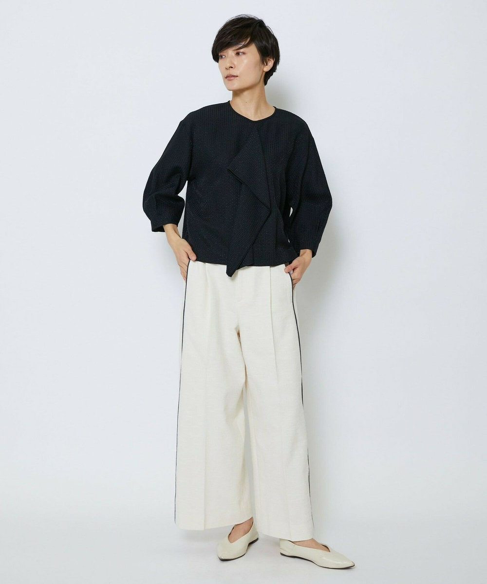 MOGA Collection MOGA Collection ミックスツイードタックワイドパンツ オフホワイト