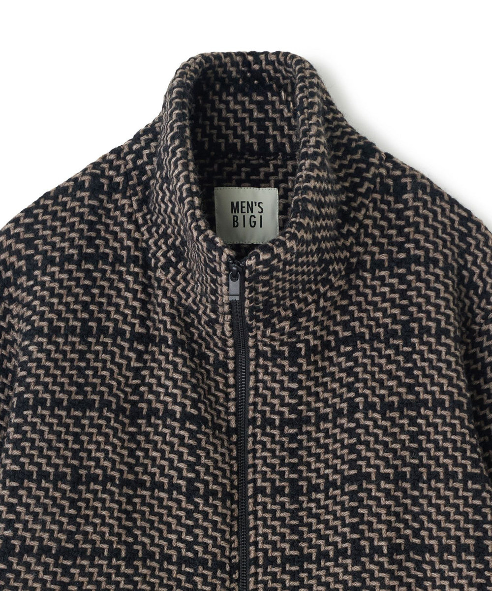 MEN'S BIGI 《John Braniganコラボ》スタンドカラーニットブルゾン ブラウン