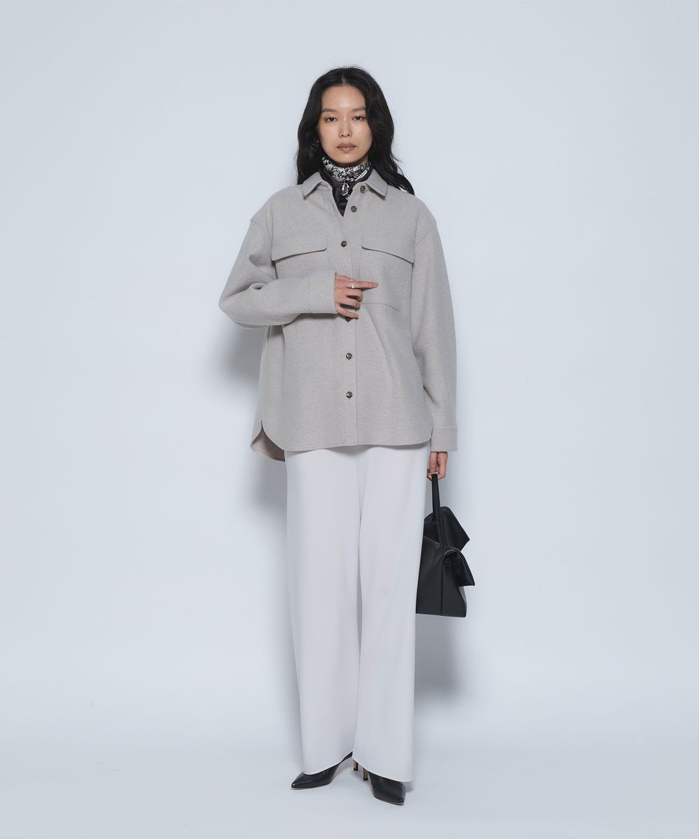 1er Arrondissement ダブルクロスバイヤスパンツ グレイッシュベージュ