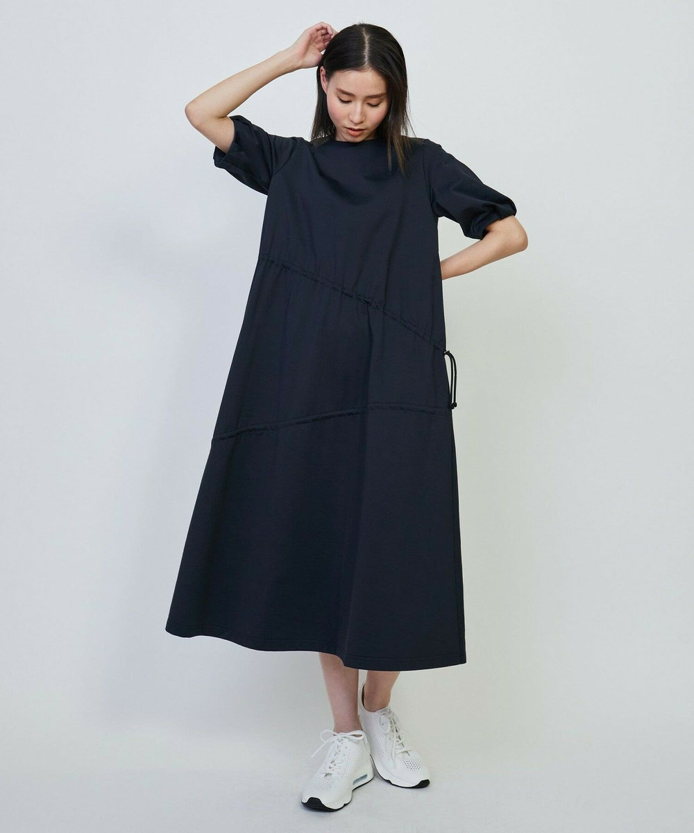 L'EQUIPE GREEN エコナイロンボリュームスリーブワンピース ネイビー